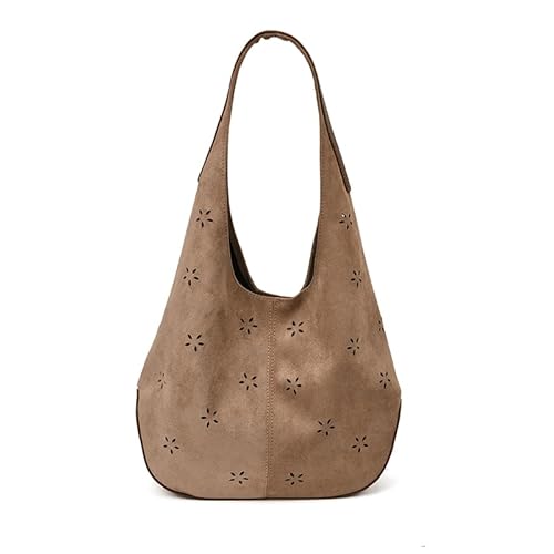 WMFASBAG Frauen Faux Wildleder Umhängetasche Hohlauslehre for die Arbeit täglich (Khaki) von WMFASBAG