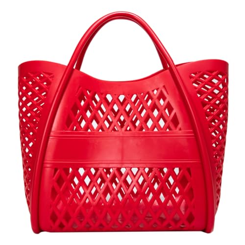 WMFASBAG-Frauen Festkörperkorb Tasche mit großer Kapazität ausgehöhltem Speicherhandtasche (rot) von WMFASBAG