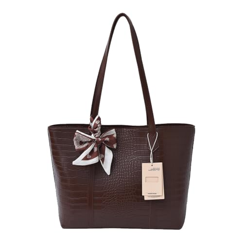 WMFASBAG Frauen Krokodil -Leder -Tasche große Top -Griff -Tasche for Arbeitsreisen (Kaffee) von WMFASBAG