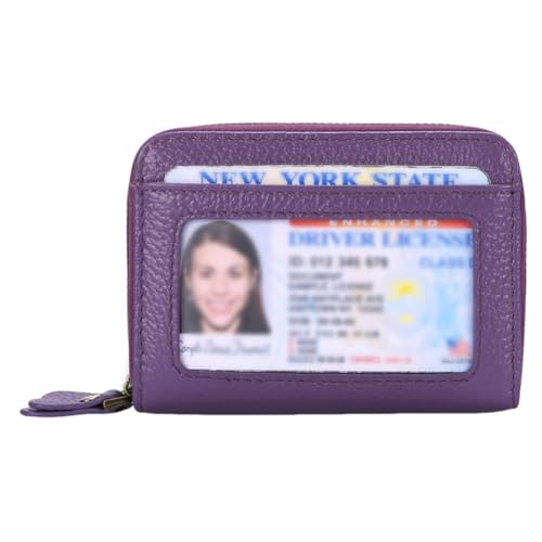 WMFASBAG Frauen Leder Brieftasche mit Reißverschluss in Multifunktional kompaktes Brieftasche (lila) von WMFASBAG