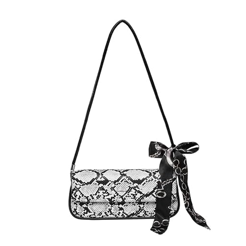 WMFASBAG Frauen Leder Retro Druck Achselhöhlenbeutel Schlangenmuster Satchel-Tasche (weiß) von WMFASBAG