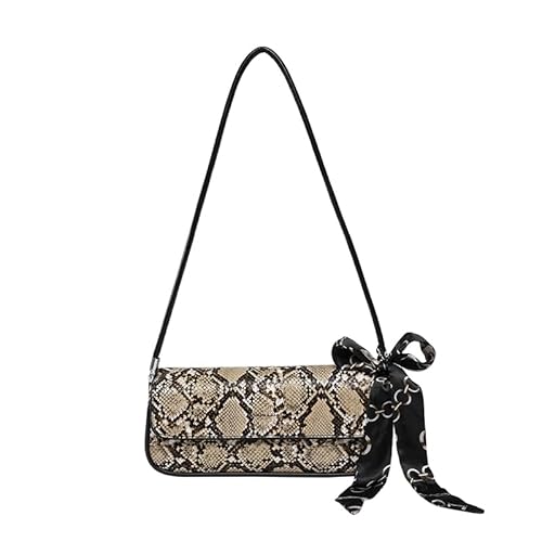 WMFASBAG Frauen Leder Retro Print Achselbeutel Schlangenmuster Satchel -Tasche (Khaki) von WMFASBAG