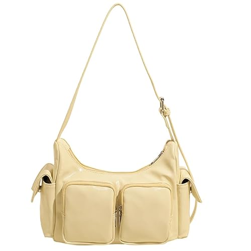 WMFASBAG Frauen-Leder-Umhängetasche mit Multi-Pockets lässigen Hobo-Taschen for die Arbeit (gelb) von WMFASBAG