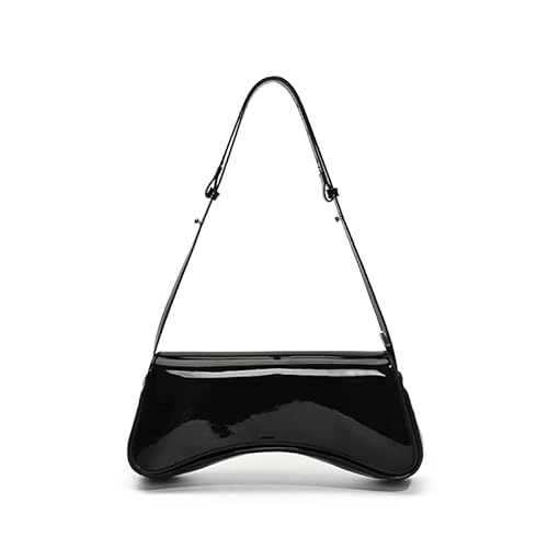 WMFASBAG Frauen Mode Umhängetasche Feste Farbe PU Leder weibliche Unterarmtasche (schwarz) von WMFASBAG