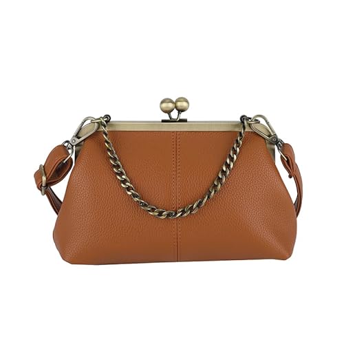WMFASBAG Frauen PU KISS LOCK CLUTCH ANSICHT STYLISH Handtasche Elegante Partytasche (hellbraun) von WMFASBAG