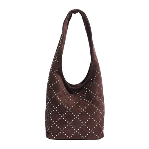 WMFASBAG Frauen Rivet Eingelegtes Umhängetasche Hobo -Tasche Schulterhandtaschen Geldbörsen (Kaffee) von WMFASBAG