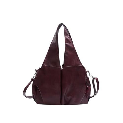 WMFASBAG Frauen Vintage Umhängetasche PU Leder Crossbody Tasche Feste Farbhandtasche (rot) von WMFASBAG