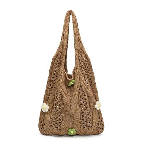 WMFASBAG Frauen Woll -Strick -Umhängetasche Hohlkörper Damen tägliche Handtasche (hellbraun) von WMFASBAG