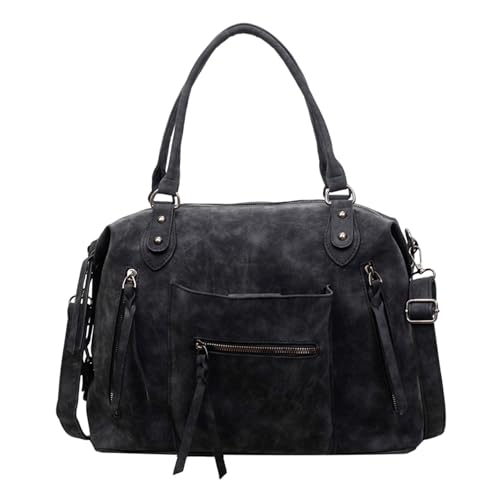WMFASBAG Frauen geförderte PU -Crossbody -Tasche mit Reißverschluss for lässig tägliche Gebrauchsreisen (schwarz) von WMFASBAG