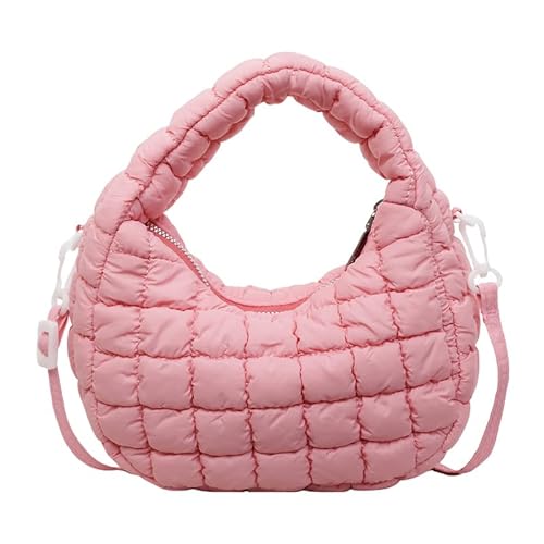 WMFASBAG Frauen geschwollene Handtasche Nylon gepolsterte Crossbody -Tasche gesteppte Arbeiten Umhängetasche (rosa) von WMFASBAG