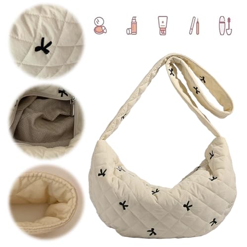 WMFASBAG Frauen gesteppte Umhängetasche geschwollener Crossbody Bag Polsterstasche (schwarz L) von WMFASBAG
