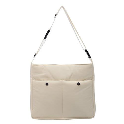 WMFASBAG Frauen mit Puffer gesteppt. Tasche mit fester Farbe Hobo -Tasche for den täglichen Gebrauch (weiß) von WMFASBAG