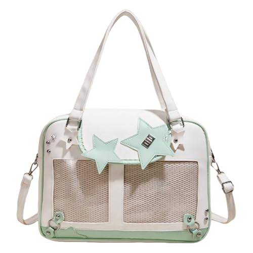 WMFASBAG Frauen zeigen Umhängetaschen PU Leder Kawaii Star Itabag Square Handtasche (grün) von WMFASBAG
