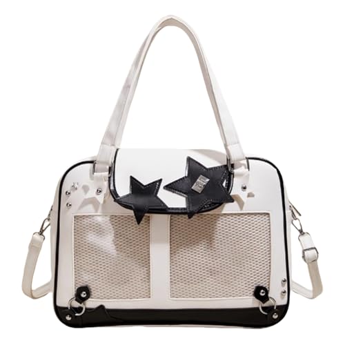 WMFASBAG Frauen zeigen Umhängetaschen PU Leder Kawaii Star Itabag Square Handtasche (schwarz) von WMFASBAG