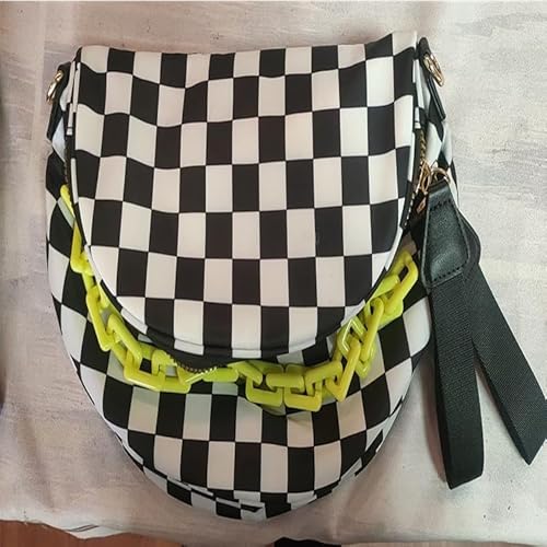 WMFASBAG Karierte Crossbody -Penner -Taschen for Frauen mit Ketten -Unterarmtaschen (schwarz) von WMFASBAG