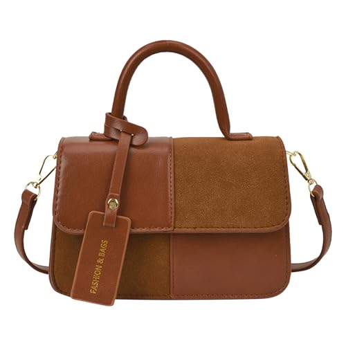 WMFASBAG Kleine quadratische Umhängetasche mit Reißverschluss for Frauen Mädchen Arbeitsschule (Brown) von WMFASBAG