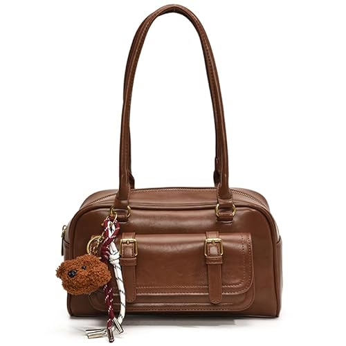WMFASBAG Leder -Retro -Umhängetasche for Frauen mit Anhänger -Satchel -Handtasche (braun) von WMFASBAG
