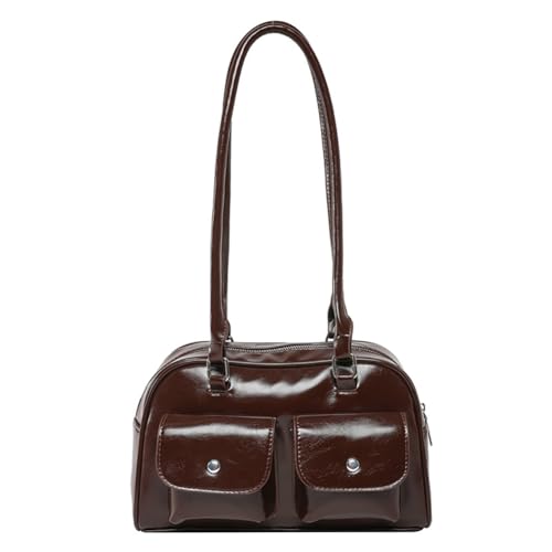 WMFASBAG Leder-Umhängetasche for Frauen Top Griff Tasche mit Multi-Pockets (Kaffee) von WMFASBAG