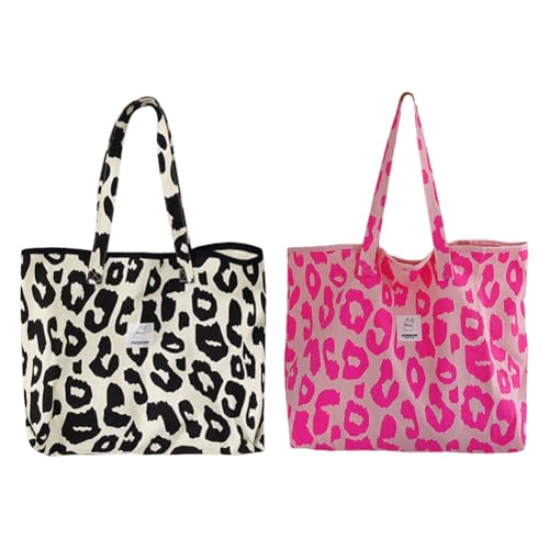 WMFASBAG Leopard Umhängetasche Leinwand Hobo -Tasche Unterarmtasche for Frauen Mädchen (Rosenrot) von WMFASBAG