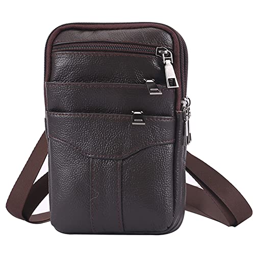 WMFASBAG Männer Stilvolle Umhängetasche Multi-Layer-Leder Einfache Umhängetasche Leichte Vintage Taille Tasche Männliche Reise Outdoor Tasche von WMFASBAG