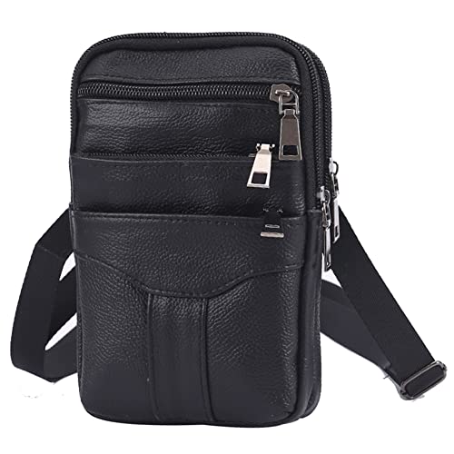 WMFASBAG Männer Stilvolle Umhängetasche Multi-Layer-Leder Einfache Umhängetasche Leichte Vintage Taille Tasche Männliche Reise Outdoor Tasche von WMFASBAG