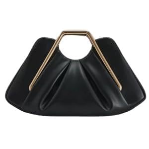 WMFASBAG Metallrahmen Clutch Falten Abendbeutel PU Lederhandtasche for Frauen (schwarz) von WMFASBAG