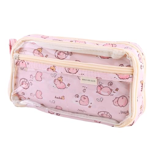 WMFASBAG Nette Kawaii Bleistiftbox for Mädchen große Kapazität Stapleiterbeutel mit Reißverschluss Schreibtisch Organisator Transparenter Stiftbeutel for Schulbürovorräte von WMFASBAG
