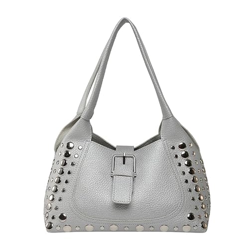 WMFASBAG Niet -Umhängetasche PU Leder Designer Handtasche Tasche for Frauen (Silber) von WMFASBAG