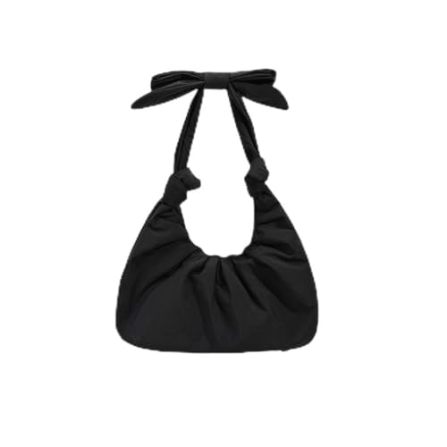WMFASBAG Nylon Bowknot Hobo -Tasche Große Falten -Halbfälle for Frauen (schwarz) von WMFASBAG