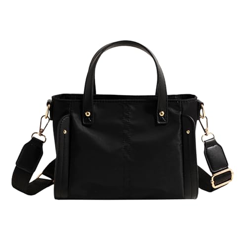 WMFASBAG Nylon -Umhängetasche mit Reißverschluss Nylon -Einkaufstasche for die Schularbeit täglich (schwarz) von WMFASBAG