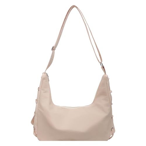 WMFASBAG Nylon -Umhängetasche mit Reißverschluss -Unterarm -Tasche Hobo -Tasche for Frauenarbeit (Beige) von WMFASBAG