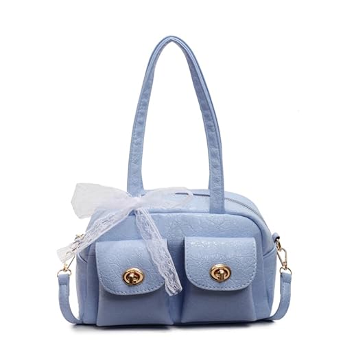 WMFASBAG PU Leder Bogen Umhängetasche mit abnehmbarem Riemen for den täglichen Gebrauch (blau) von WMFASBAG