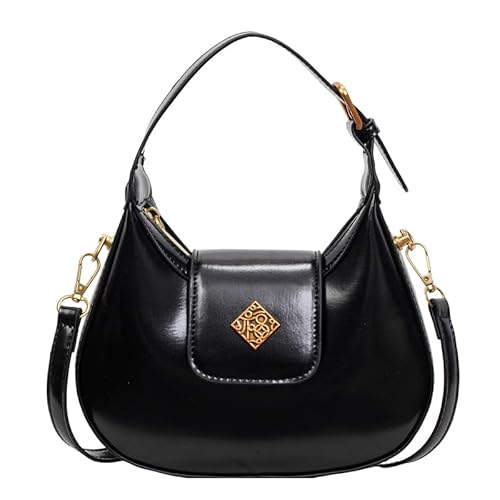 WMFASBAG PU Leder Crescent Handtasche exquisite Schlingbeutel eleganter Umhängetasche (schwarz) von WMFASBAG