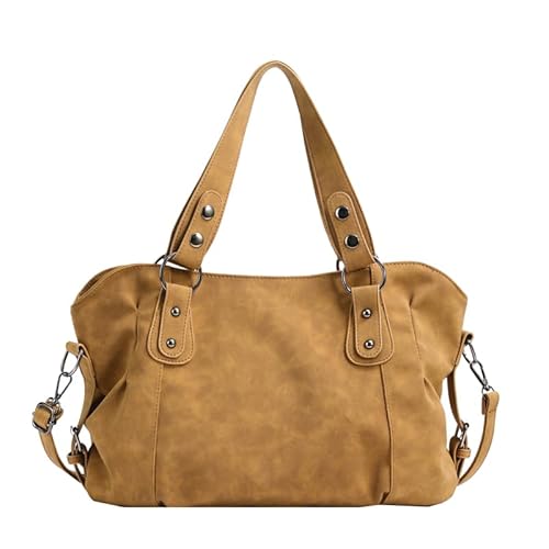 WMFASBAG PU Leder -Einkaufstasche Große Umhängetaschen Achselstasche Retro Hobo Handtasche (braun) von WMFASBAG