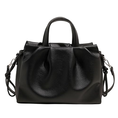 WMFASBAG PU Leder Large Umhängetasche stilvoller Falten -Schlingbeutel Pendelhandtasche (schwarz) von WMFASBAG