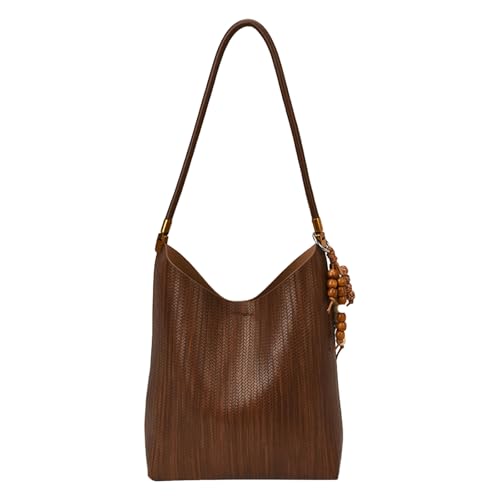 WMFASBAG PU Leder Retro -Tasche mit Anhänger gewebter Pendelhandtasche mit Geldbörse (braun) von WMFASBAG