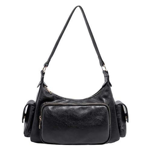 WMFASBAG PU Leder Retro Unterarmtasche coole Mädchen Schlinge Retro PUSS Handtasche (schwarz) von WMFASBAG