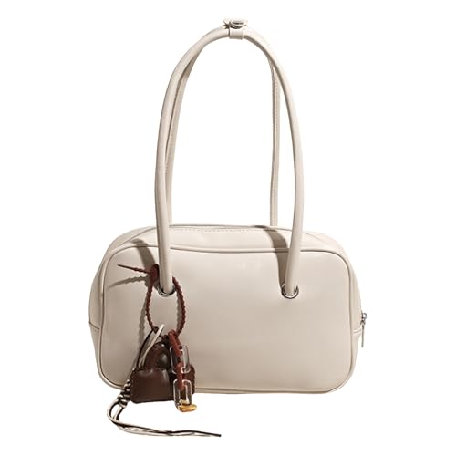 WMFASBAG PU Leder Umhängetasche Modendasche mit Anhänger for Frauen Mädchen (weiß) von WMFASBAG