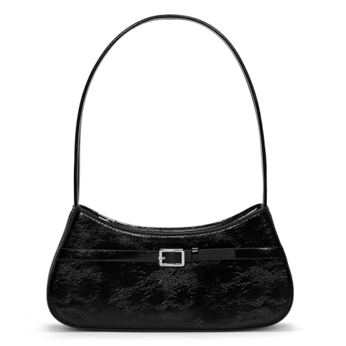 WMFASBAG PU Leder Umhängetasche Retro Schulterbeutel Griff for Frauen (schwarz) von WMFASBAG