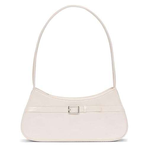 WMFASBAG PU Leder Umhängetasche Retro Schulterbeutel Griff for Frauen (weiß) von WMFASBAG