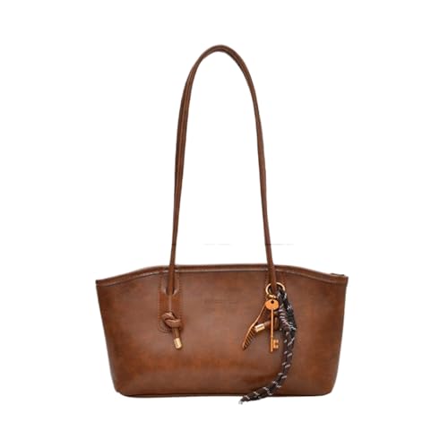WMFASBAG PU Leder Umhängetasche Vintage -Handtasche mit Anhänger Retro -Tasche (hellbraun) von WMFASBAG
