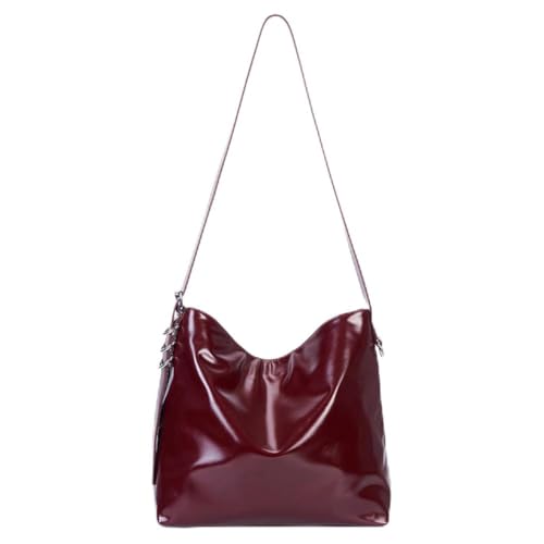 WMFASBAG PU Leder Umhängetasche große Kapazität Hobo Bag Trendy Satchel for Frauen (rot) von WMFASBAG