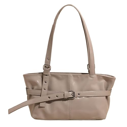 WMFASBAG PU Leder Umhängetasche mit Gürtelschnalle Retro -Einkaufstasche for Frauenarbeit (grau) von WMFASBAG
