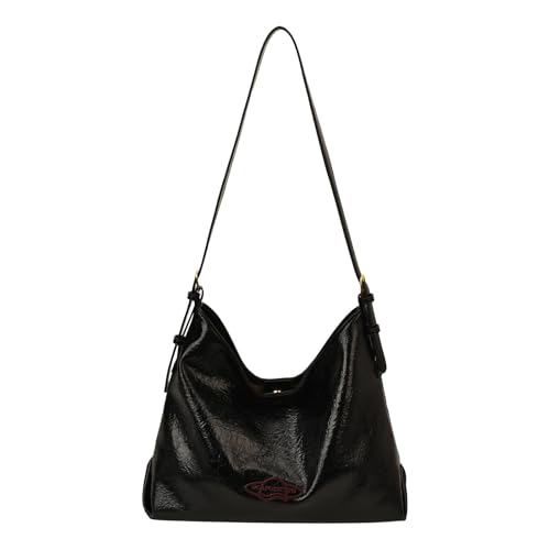 WMFASBAG PU Leder -Umhängetasche mit verstellbarem Riemen for die Schularbeit täglich Gebrauch (schwarz) von WMFASBAG