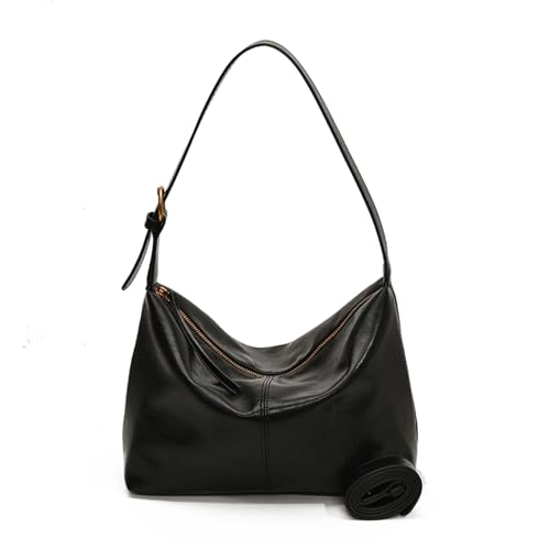 WMFASBAG PU Leder -Umhängetaschen mit Reißverschluss Casual Crossbody Tasche for Mädchen (schwarz) von WMFASBAG