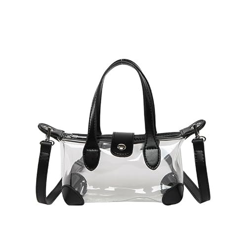 WMFASBAG PVC Clear Umhängetasche PU Leder Crossbody Freizeit-Reise Handtasche (schwarz) von WMFASBAG