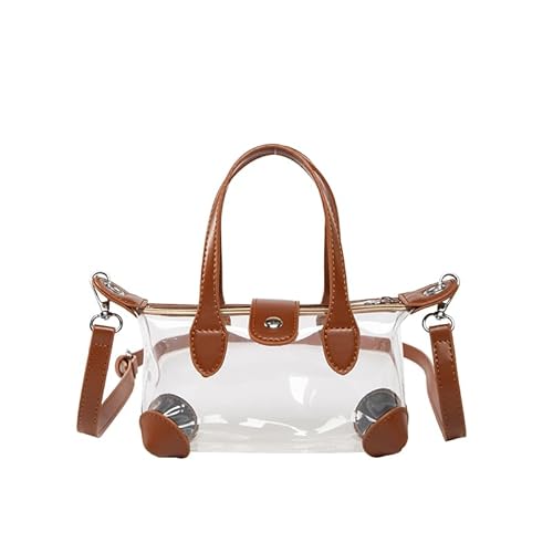 WMFASBAG PVC Clear Umhängetasche PU Leder Crossbody Tasche Casual Handtasche (hellbraun) von WMFASBAG