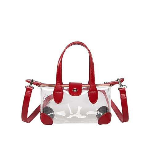 WMFASBAG PVC Clear Umhängetasche PU Leder Crossbody Tasche Freizeit -Reise Handtasche (rot) von WMFASBAG