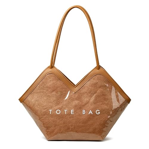 WMFASBAG PVC Women Tote Umhängetasche Reißverschluss Buchstaben Top Griff for Arbeitsdatum (braun) von WMFASBAG
