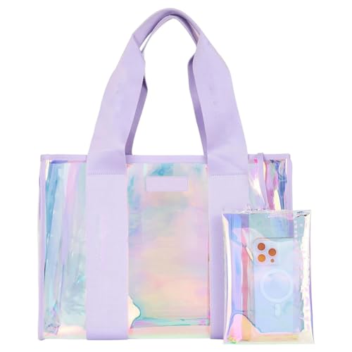 WMFASBAG PVC transparente Einkaufstasche weibliche Schulter -Einkaufstasche mit Telefontasche (lila) von WMFASBAG
